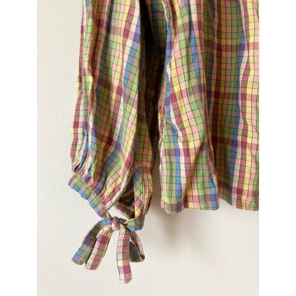 DOEN Billie Jean Top in Rainbow Plaid Print S - Picture 8 of 9